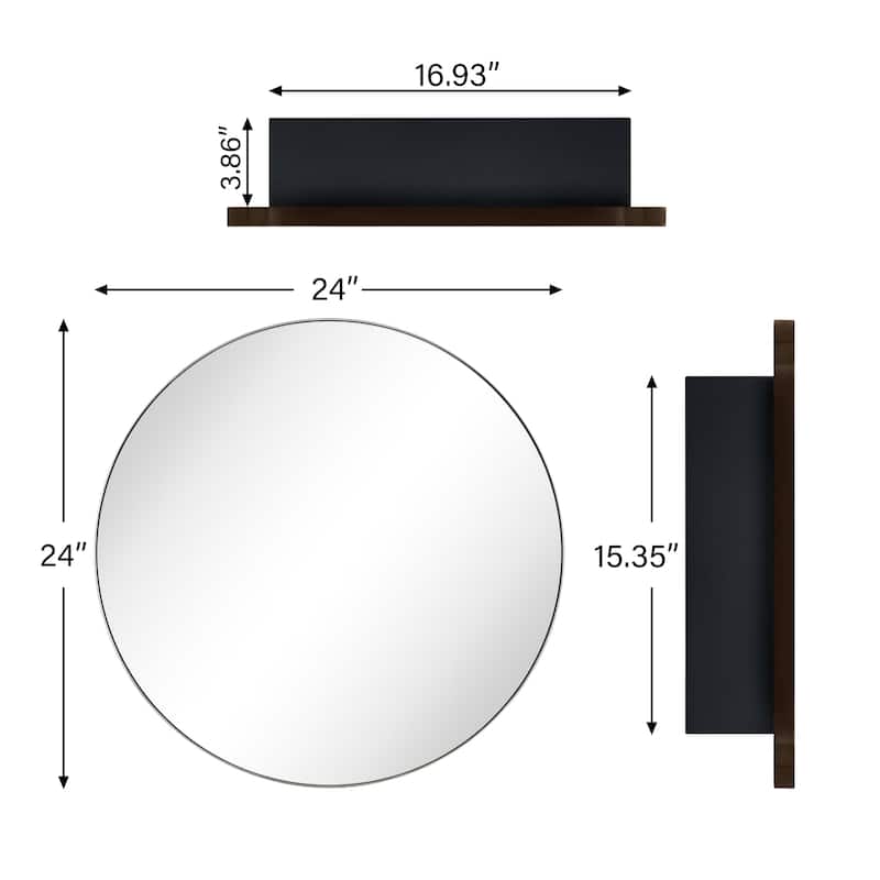 TEHOME Myriel Surface Mount Framed Round Medicine Cabinet with Mirror