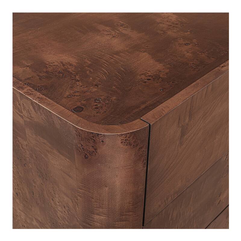 NADAAL STUDIOS Virel Dark Brown Burl Veneer and Solid Oak 6-Drawer Dresser with Lip Detail