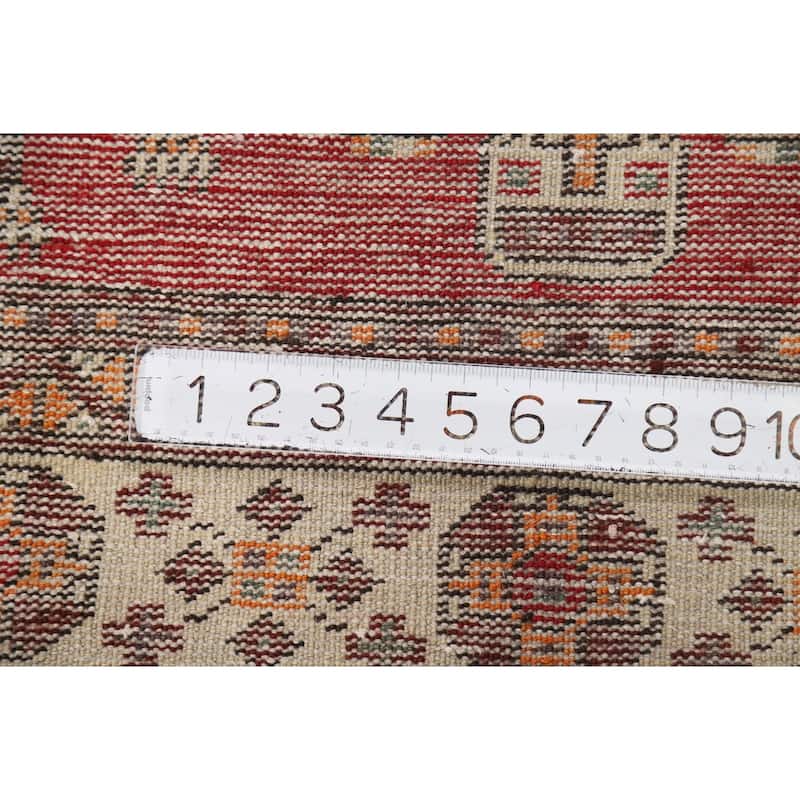 Geometric Balouch Persian Rug Hand-Knotted Traditional Wool Carpet - 3'7" x 6'6"