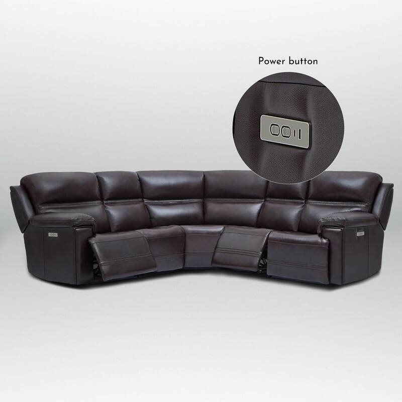 108" W Premium Genuine Leather Dual-Power Sectional Sofa with Zero Gravity, USB & Type-C Ports and 1 Power armless chair