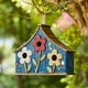 preview thumbnail 13 of 37, Glitzhome 10.5"H Distressed Solid Wood Birdhouse with 3D Flowers - 10.5"