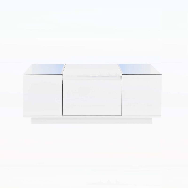 Stylish Coffee Table with Open Storage Compartment and 2 Hidden Drawers for Living Room