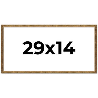 29x14 Frame Black Real Wood Picture Frame Kingsley Gold Distressed Photo Frame with UV Acrylic Foam Board Backing &