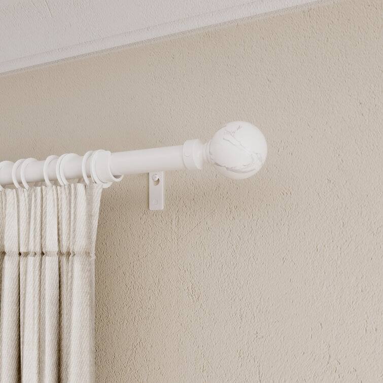 Acroma Adjustable Single Curtain Rod and Coordinating Finial Set