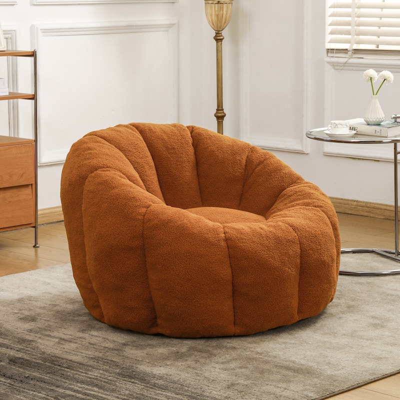 Comfortable Bean Bag Chair Orange Sofa Chair with Armrests, Leisure Chair Lounge Chair Upholstered Chair