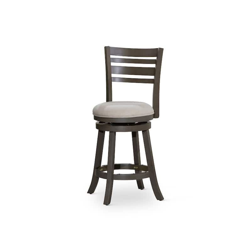 DTY Indoor Living Granby 4-Slat Back Swivel Stool - Weathered Gray Finish/Beige Fabric - Counter Height - 23-28 in.