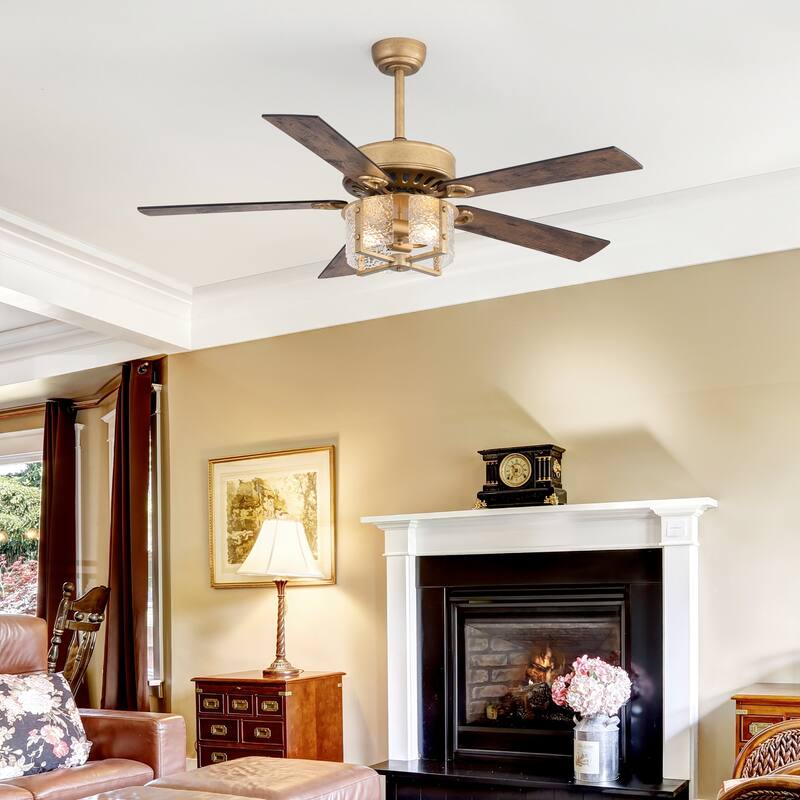 52" Reversible 5-Blade Caged Ceiling Fan with Light and Remote
