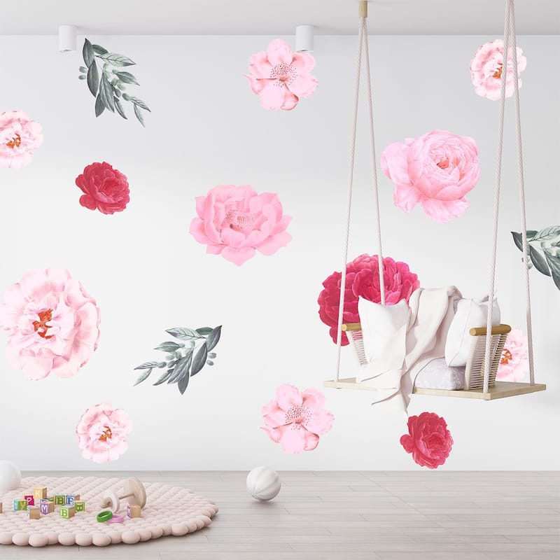Walplus Elegant Oversized Blush Pink Peonies Wall Stickers Decals