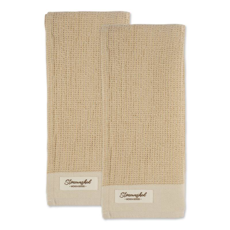 DII Washed Waffle Woven Dishtowel Set of 2