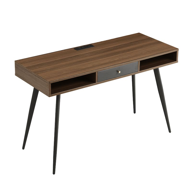Mid Century Desk with USB Ports and Power Outlet