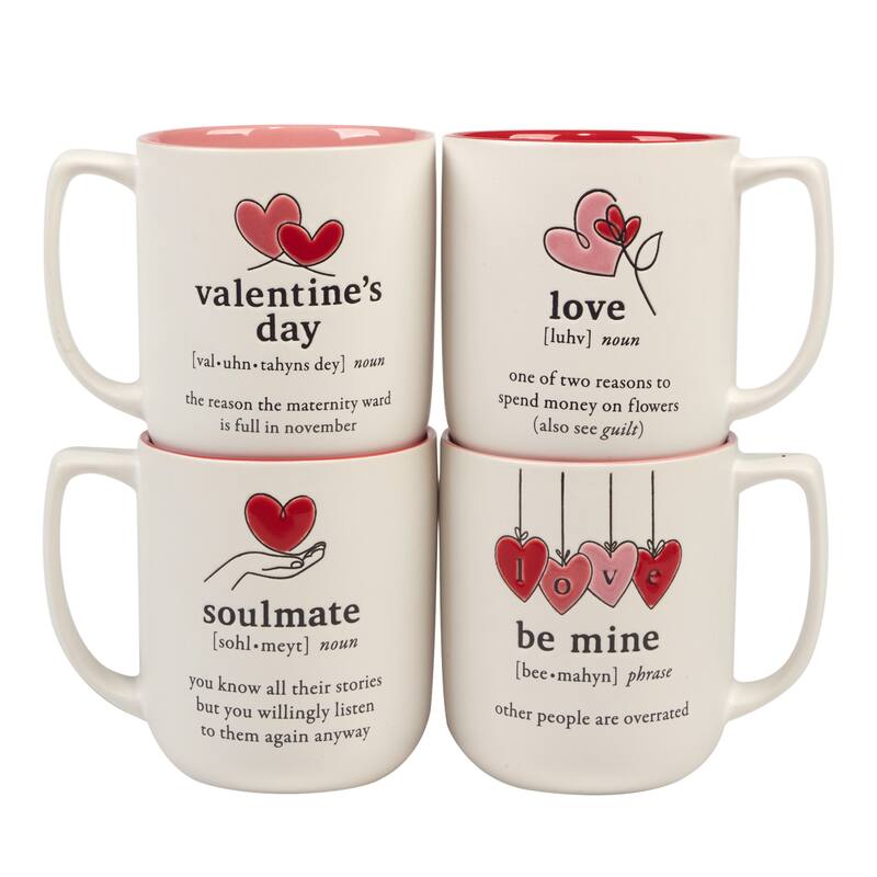 Certified International Valentine's Day 18 oz. Mugs, Set of 4