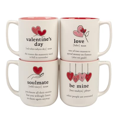 Certified International Valentine's Day 18 oz. Mugs, Set of 4