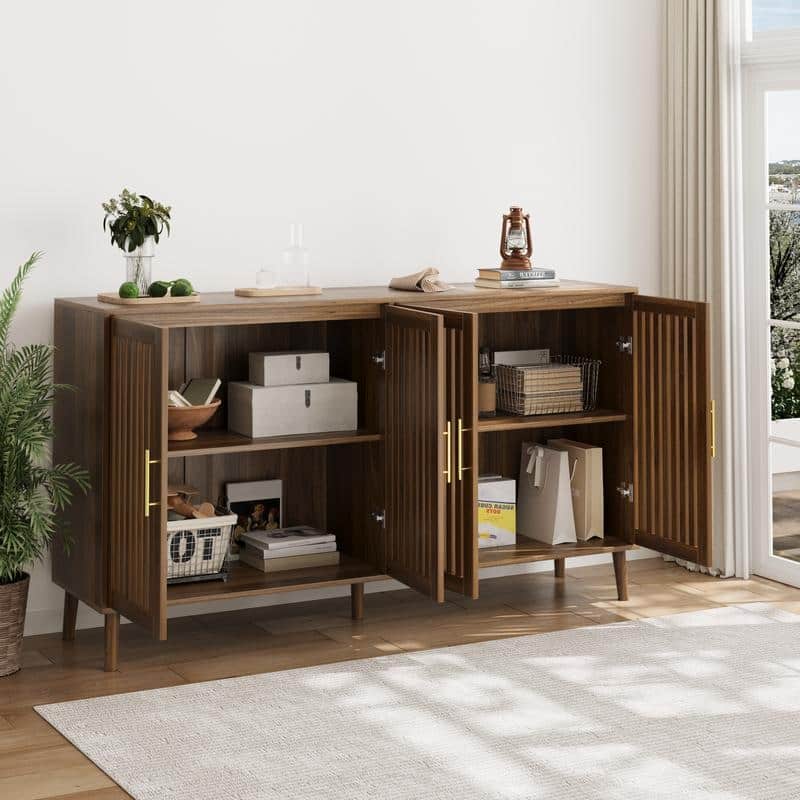 63" Sideboard Buffet Cabinet, Multifunctional 4 Doors Accent Cabinet