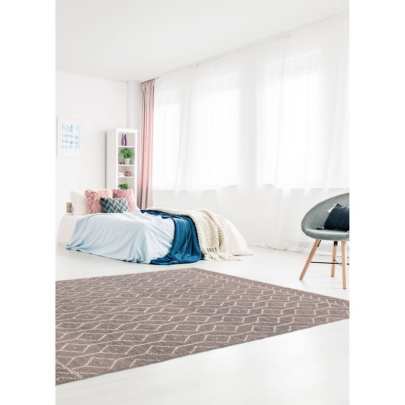 ECARPETGALLERY Braid weave Sienna Grey Wool Rug - 6'0 x 9'2