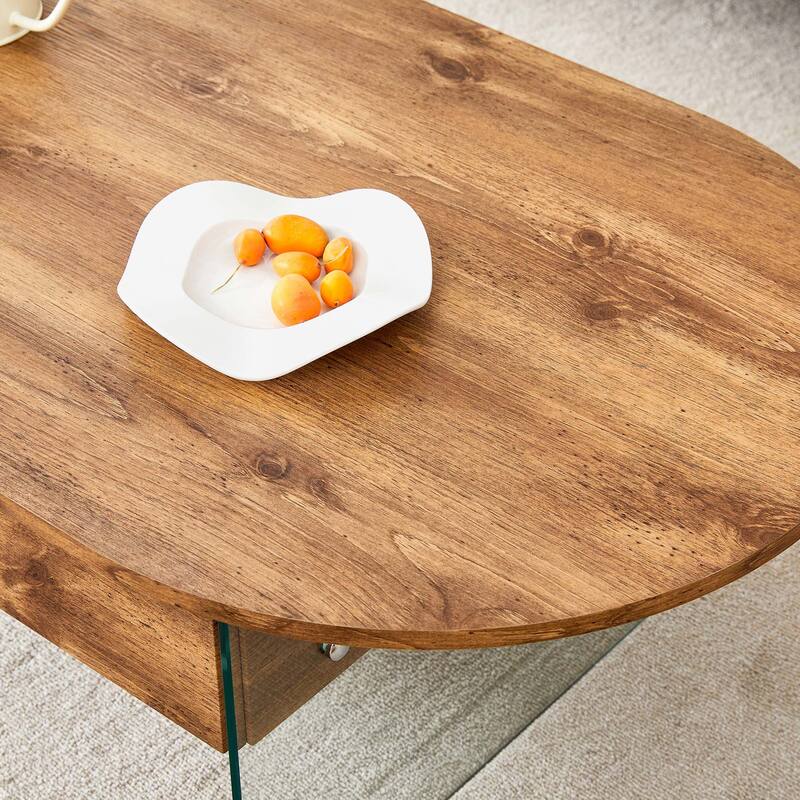 43.3"x23.6"Oval Double Drawer Coffee Table