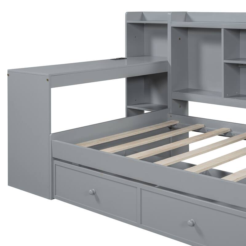 Multifunctional Twin Daybed with Integrated Desk, USB Ports, and 3 Spacious Drawers
