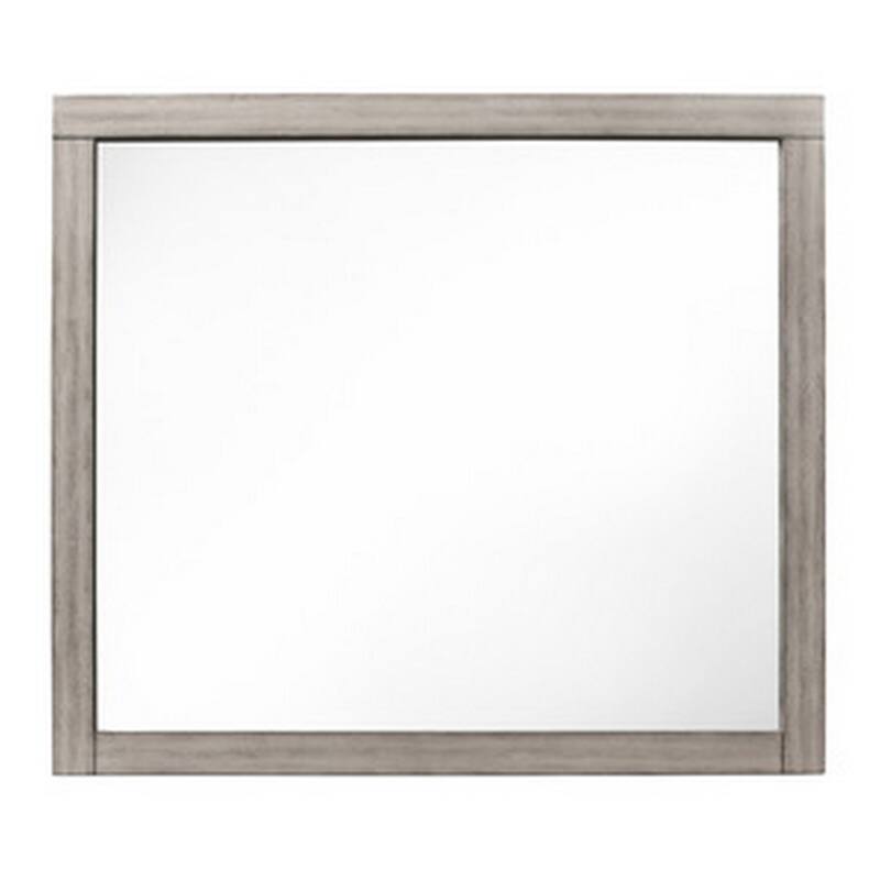 Deena 41 Inch Classic Accent Mirror, Wood Grain, Gray Finish