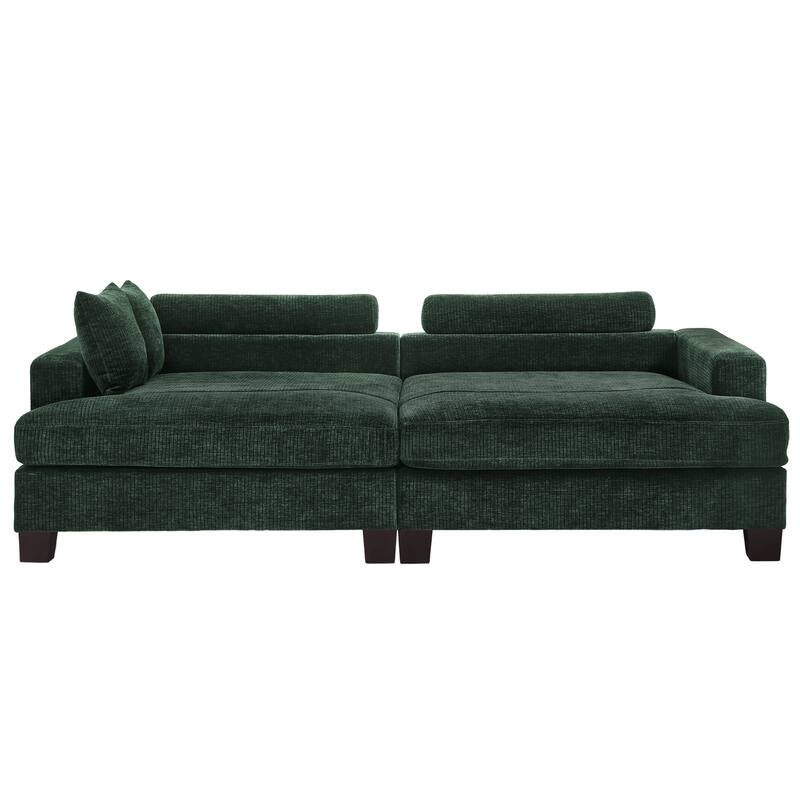 88"W 3-Seater Sofa Chenille Upholstered Couch Modern Loveseat Sofa Wooden Frame Sofa for Living Room