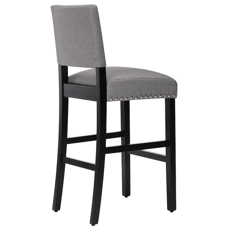 28 Inches Fabric Barstools Upholstered Bar stools Pub Chairs with Back and Silver Nailhead Trim Set of 2