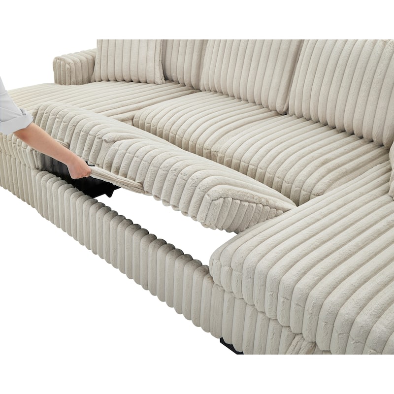 Roomfitters Oversized U Shaped Sleeper Sofa with Pull Out Bed, Modular Sectional Couch with Storage Chaise, Khaki