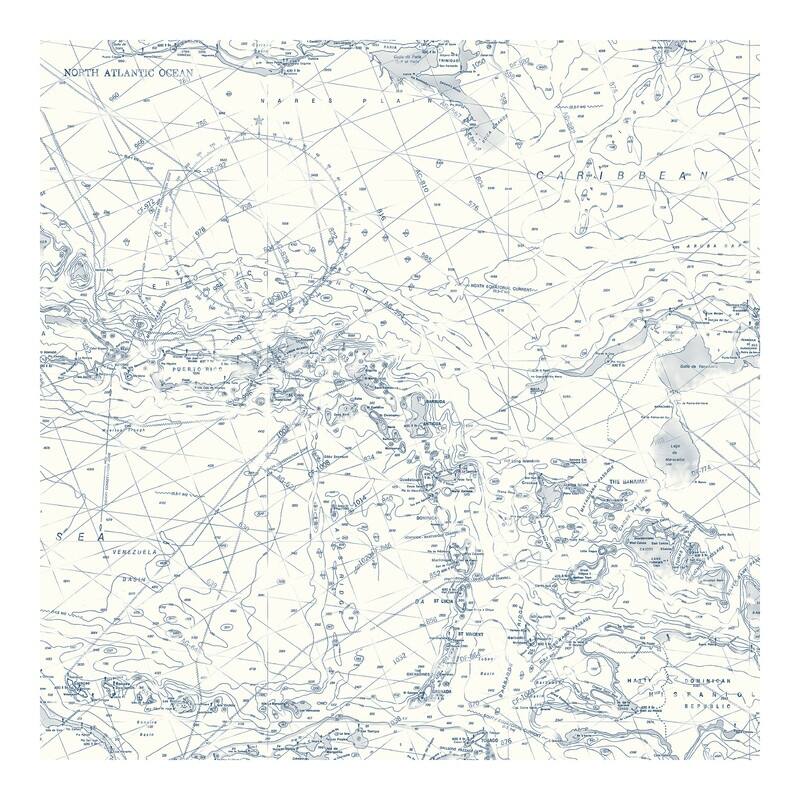 Chesapeake Charts Navy Map Wallpaper - 20.5 x 396 x 0.025