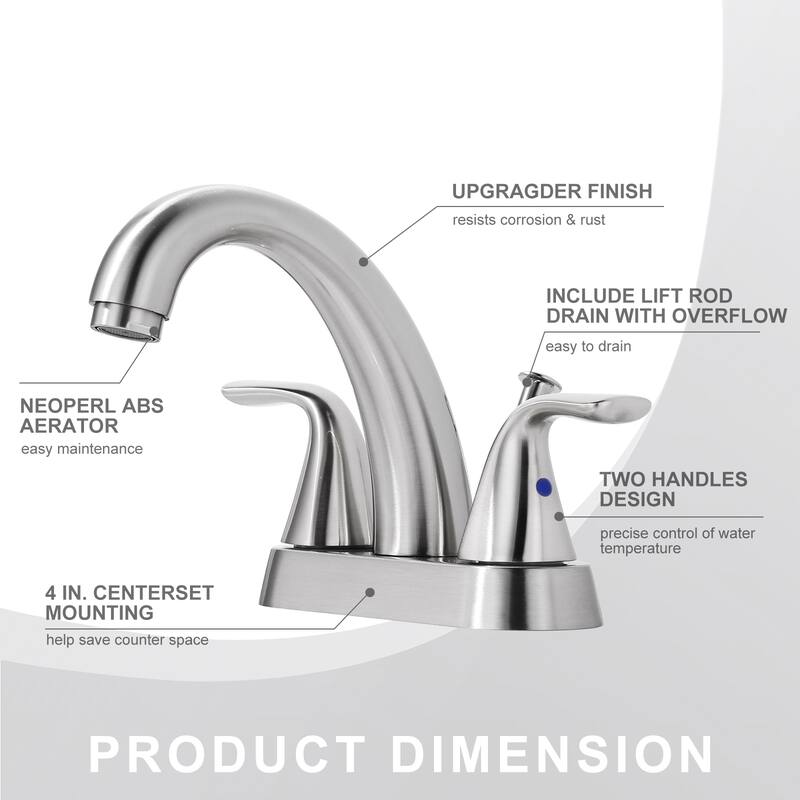 WOWOW 4 in. Centerset Double Handle High Arc Bathroom Sink Faucet