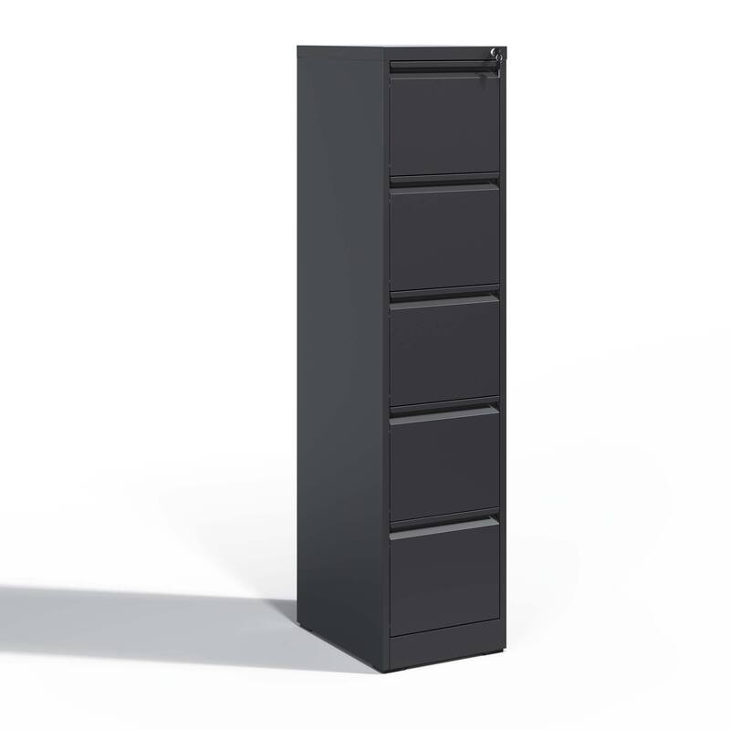 Modern Filing Cabinet, Vertical Filing Cabinet with 5 Drawers, Anti-Tilt System and Locks, for Home Office