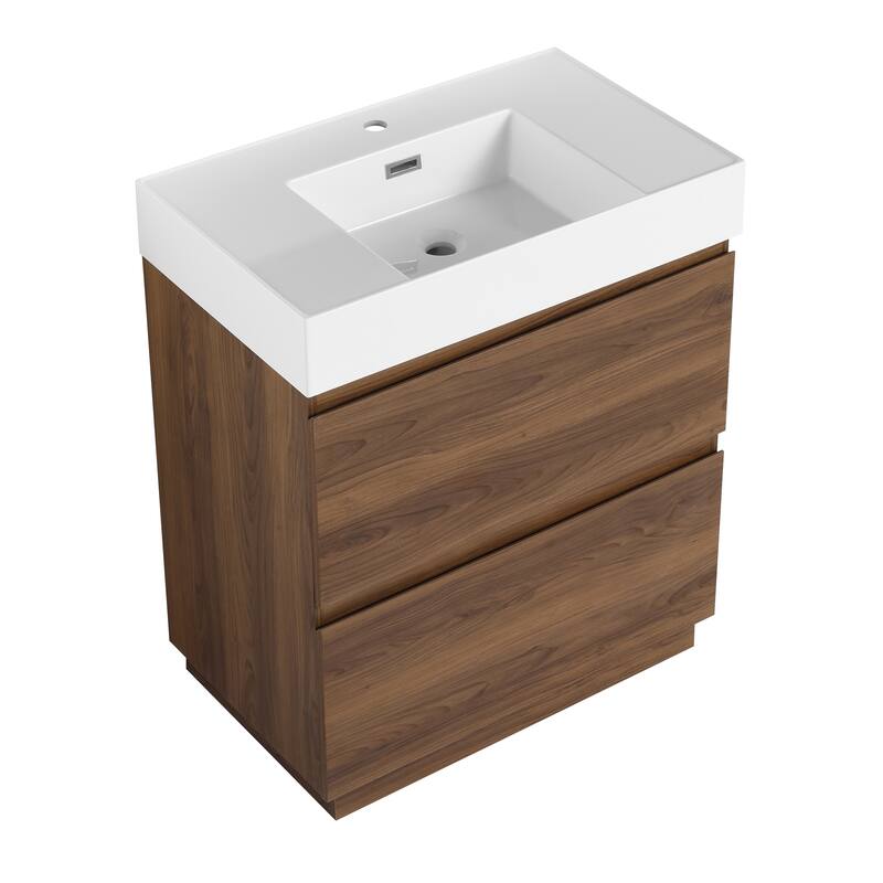 24" Bathroom Vanity with Undermount Sink, Freestanding Storage Cabinet, Double Drawers