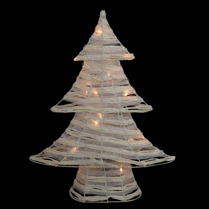 LED Lighted Glitter Christmas Tree - 18.5" - Cream - Warm White Lights