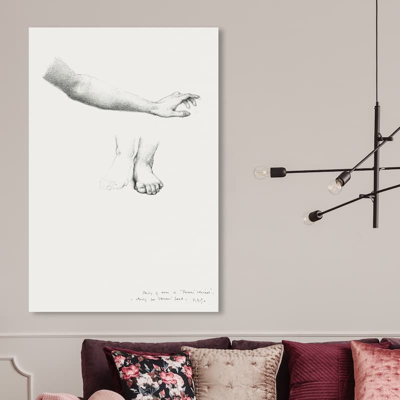 Wynwood Studio Canvas Classic and Figurative Arm and Feet of Venus II Black and Traditional Wall Art Canvas Print - 45 x 30