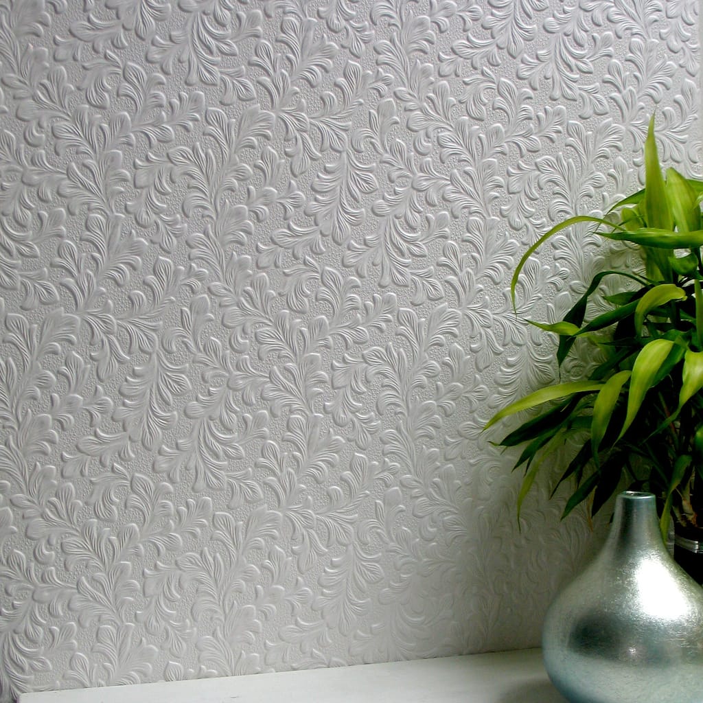 Scrolls Claremont Wilton Paintable Anaglytpa 33' L X 20.5 W Original Wallpaper