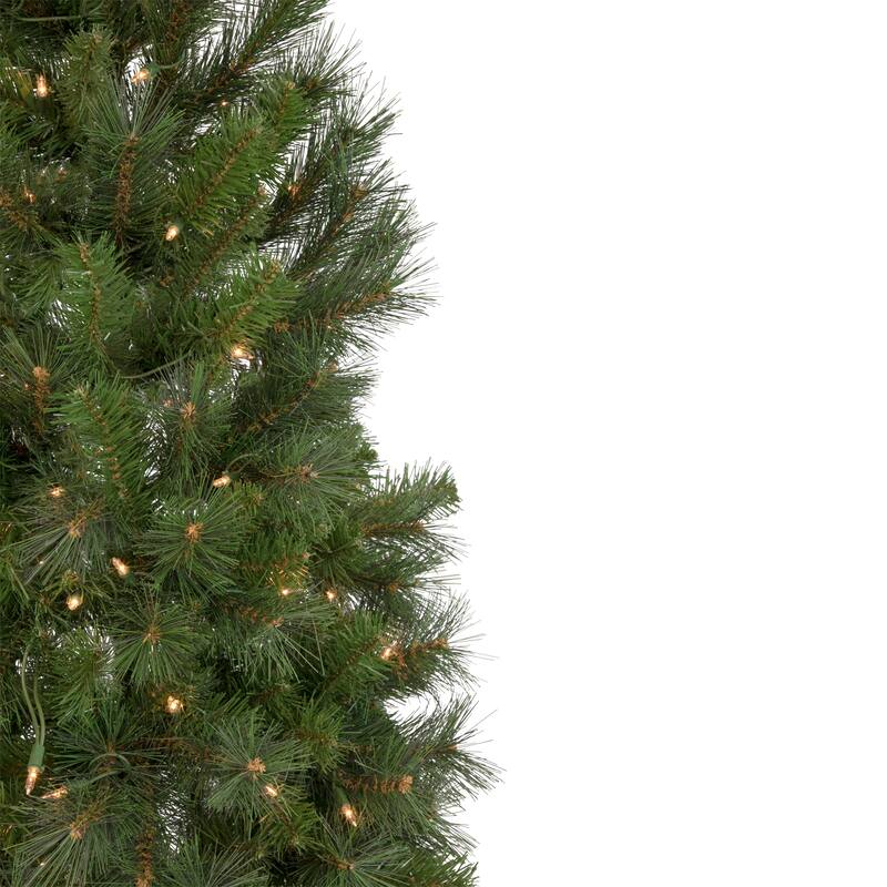 6.5' Medium Beaver Pine Artificial Christmas Wall Tree, Clear Lights - 6.5 Foot