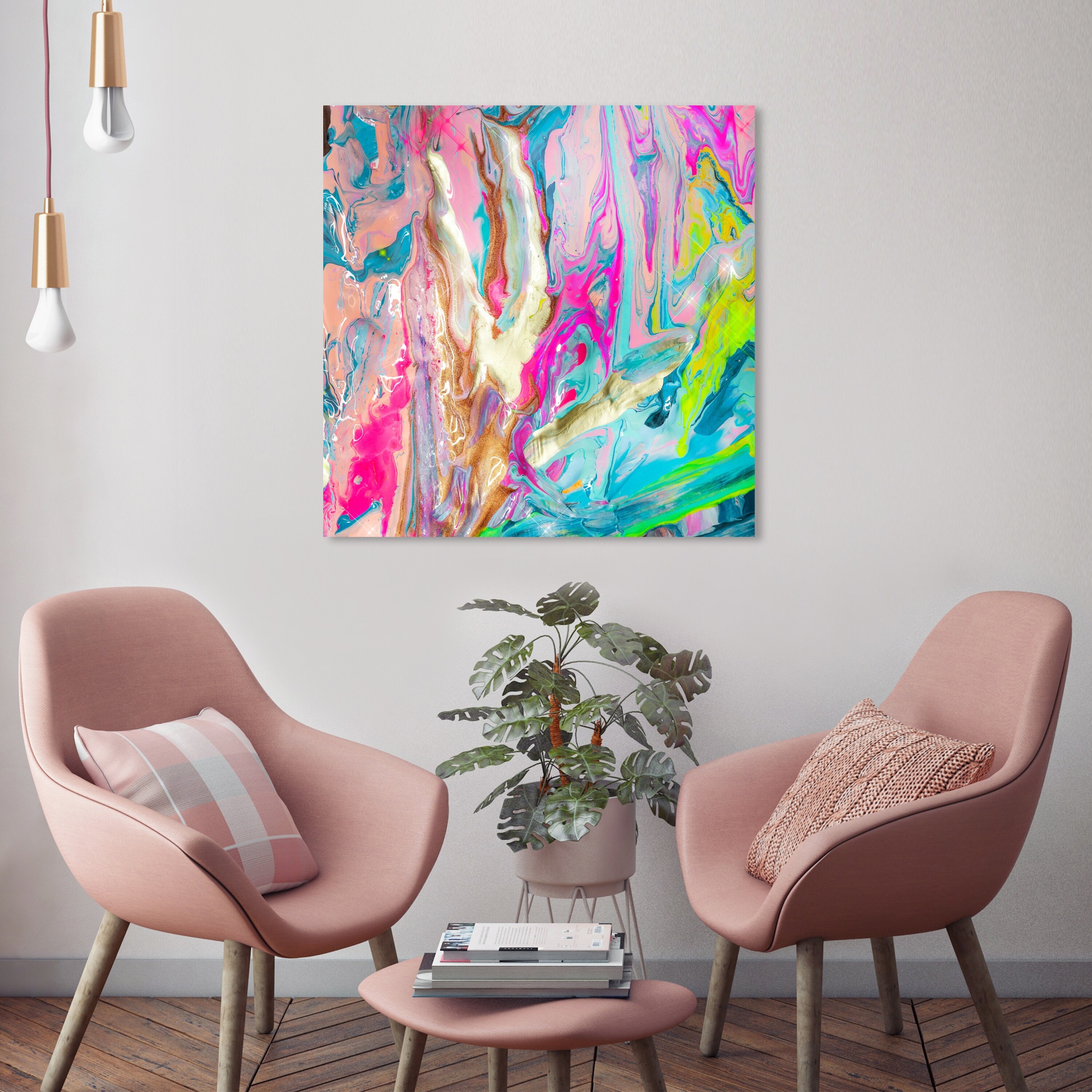 Neon wall outlet art canvas
