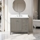 preview thumbnail 64 of 95, Vanity Art 36" Single Sink Bathroom Vanity Cabinet with Engineered Marble Countertop 36"/Brushed Nickel Handle - Linear Driftwood Gray