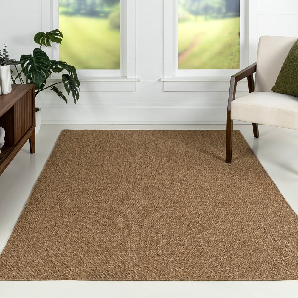 Solana Easy Jute Rustic Solid Color Indoor/Outdoor Area Rug
