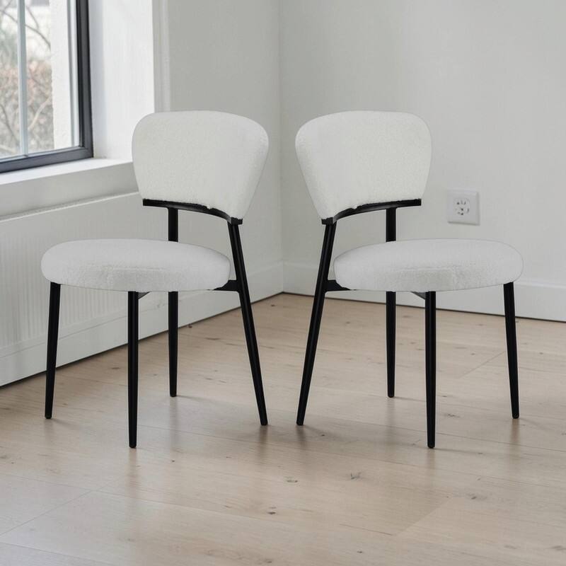 Set of 2 Modern Upholstered Arm Dining Chairs with Metal Legs, Soft Padded Seat & Backrest