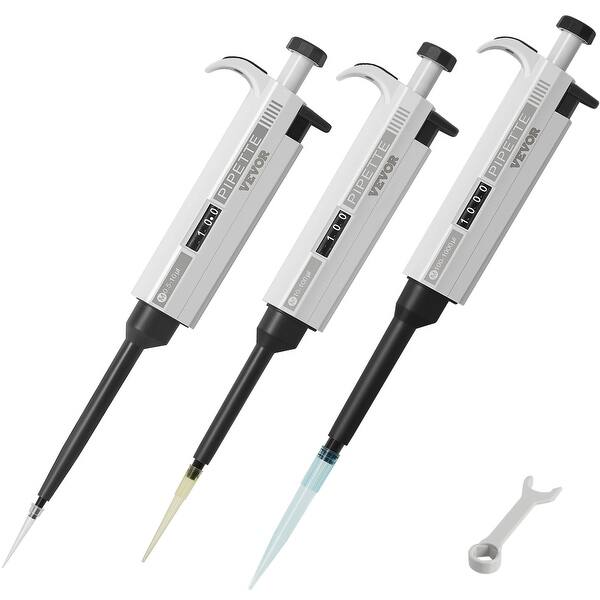 VEVOR Pipette Kit 3 Single Channel Pipettes Adjustable Volume 3 Tips