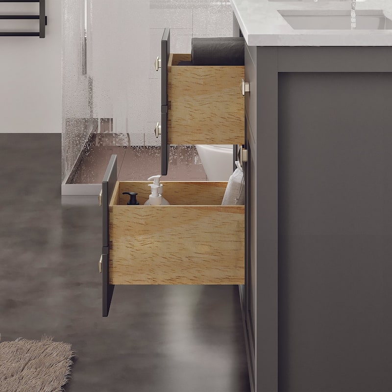 Artemis 48" Gray DS Bath Vanity with Carrara Style Man-Made Stone Top - 48