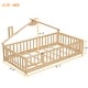 preview thumbnail 8 of 9, Natural Twin Pine House-Shaped Bedside Floor Bed with Guardrails