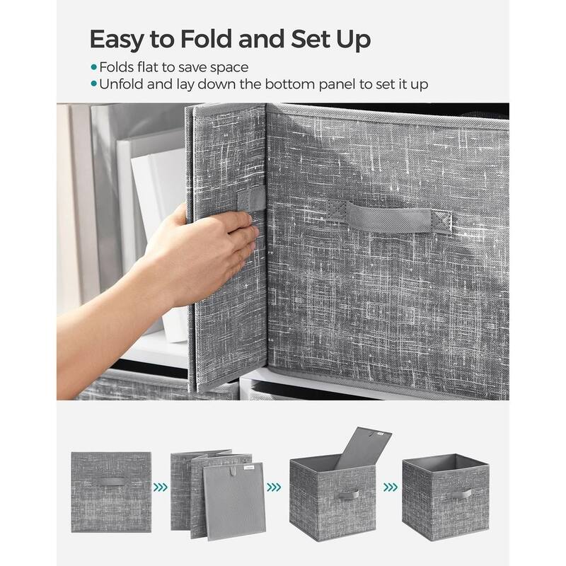 6 Fabric Foldable Storage Cubes with Handles Stylish Print Ideal for Bedroom and Living Room