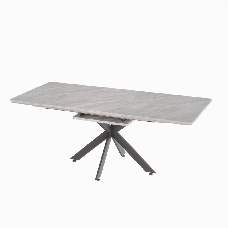 62.4" Extendable 78.15"Very large Grey Dining Table Modern Mid-Century Kitchen Table Set for Dining Room, party Table,Co