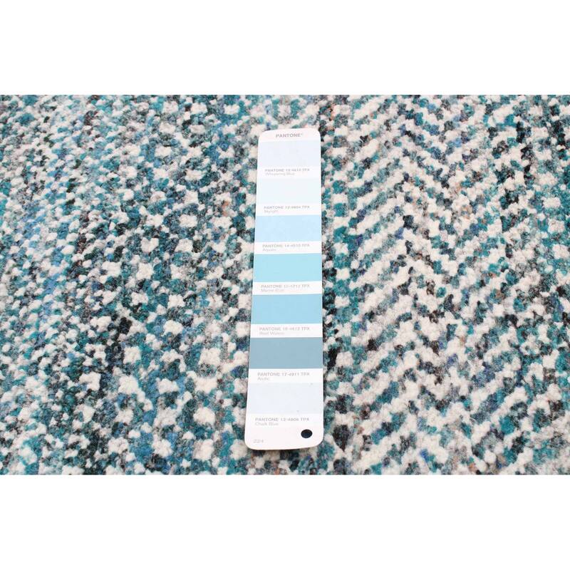 ECARPETGALLERY Hand-knotted Silk Shadow Teal Wool Rug - 5'0 x 7'1