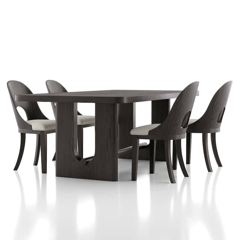Furniture of America Piez Modern 5-Piece Solid Wood 80-inch Dining Set