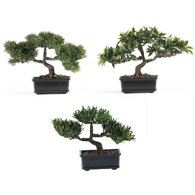 Hollywood Regency Silk Plants Set of 3 - 12 Inch Artificial Trees in Decorative Pots - 0.71ft.