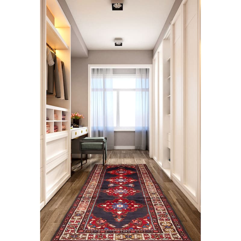 ECARPETGALLERY Hand-knotted Anadol Navy Wool Rug - 3'7 x 9'10
