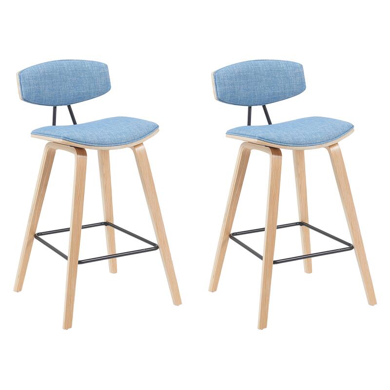 Fox Mid-Century Bar Stool, Upholstered Counter Height Chair with Bentwood Legs