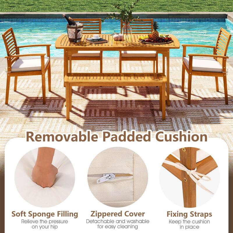 Costway Patio Dining Chairs Set of 2with Removable Padded Cushion
