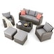preview thumbnail 56 of 62, EROMMY 6/7 Piece Modular Outdoor Rattan Sofa Set, All-Weather Wicker Patio Furniture with Storage Table, Cushions & Pillows