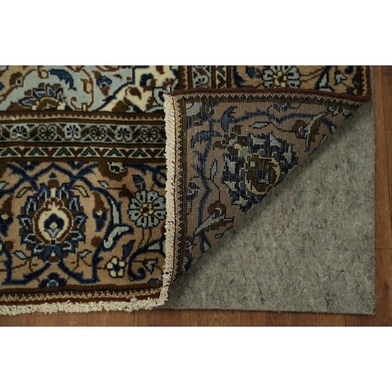 Hand Knotted Oriental 100% Wool Carpet Traditional Floral Beige & Ivories Kashan Area Rug - 9' 3'' X 6' 2''