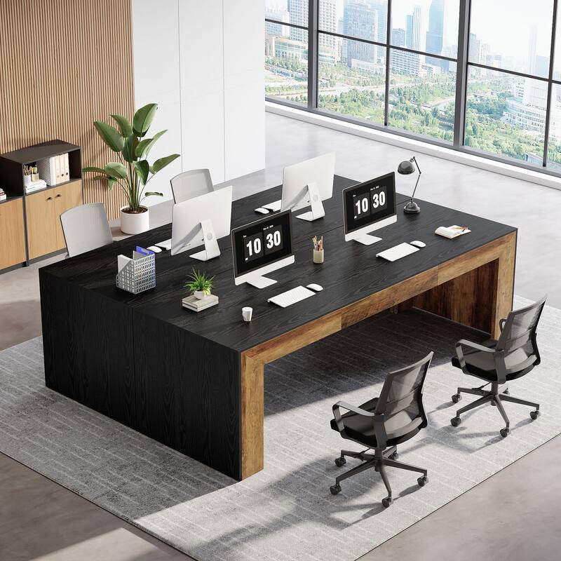 78.7" Long Computer Desk, Wood Executive Workstation, Home Office Writing Gaming Table Accent Desk